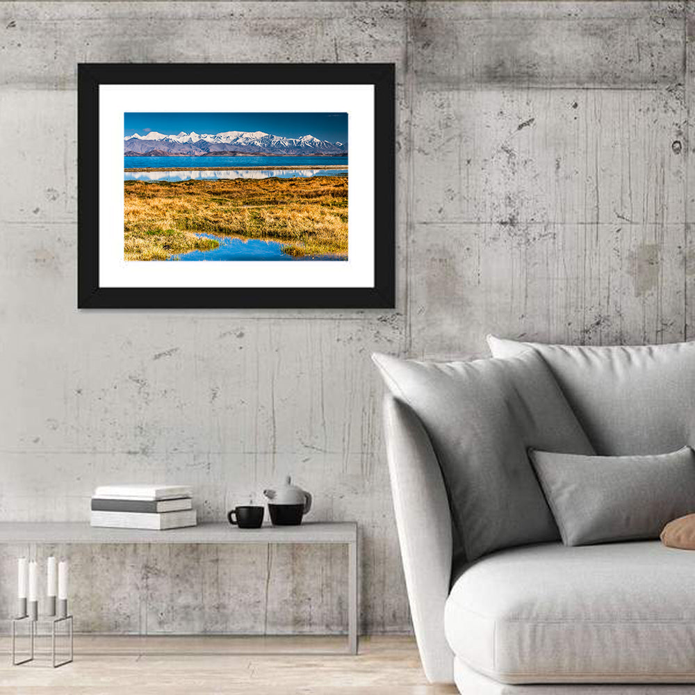 Karakul Lake Reflections Wall Art in a room, landscape