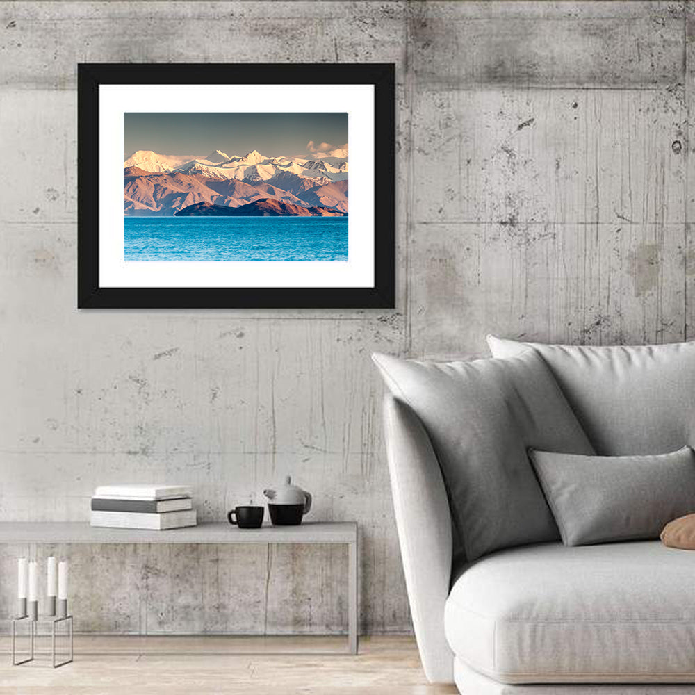 Karakul Lake at Golden Hour Wall Art in a room, landscape