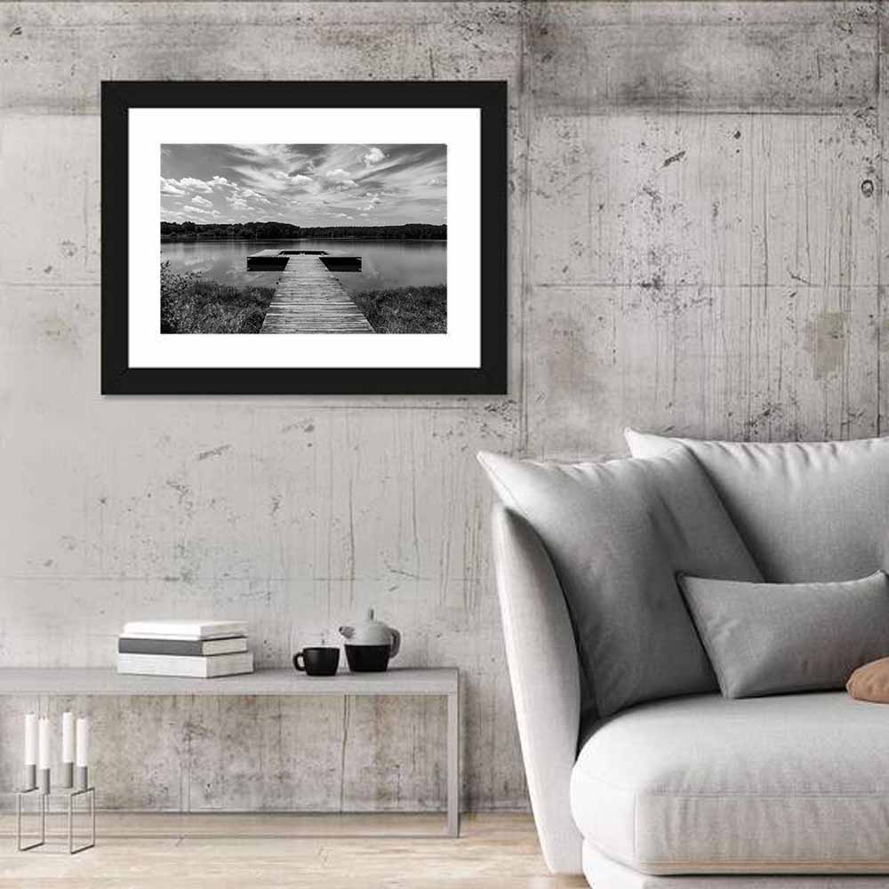 Wooden Dock at Lake Acworth Wall Art in a room, landscape