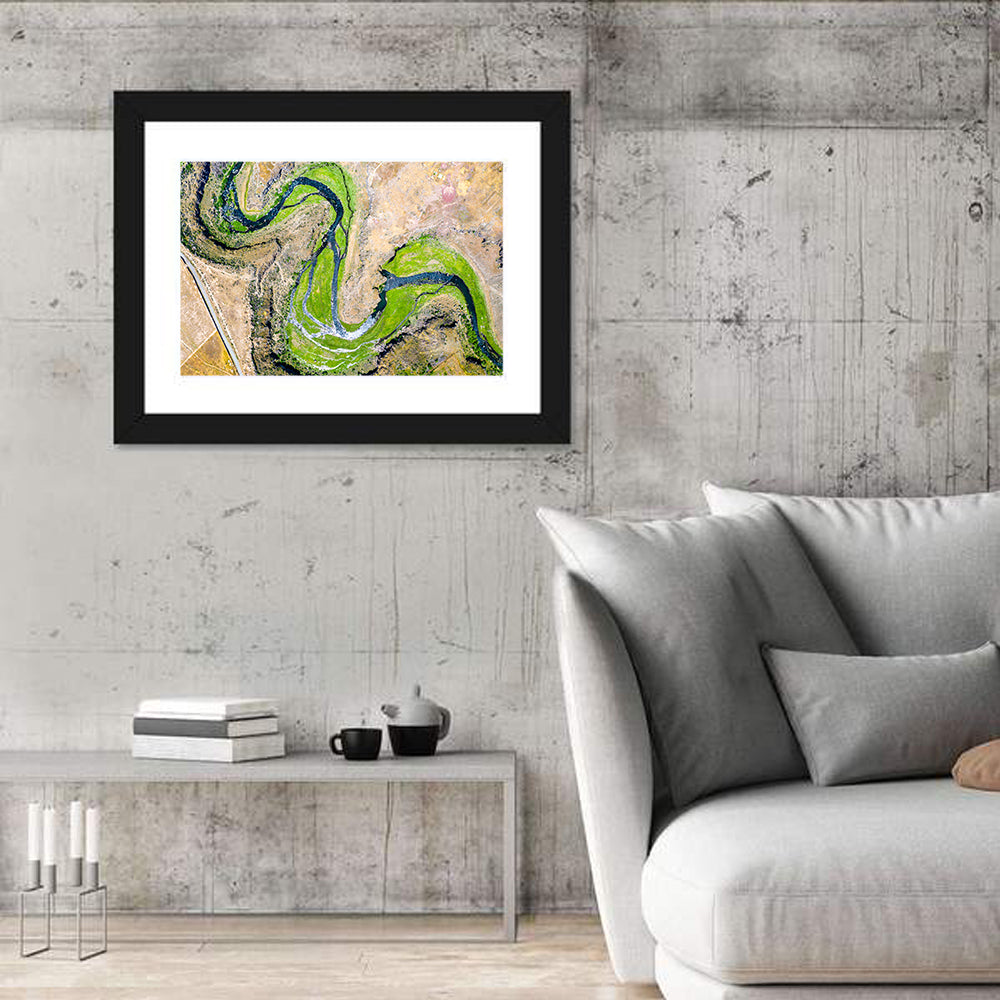 Kasagh River Valley Aerial Wall Art in a room, landscape