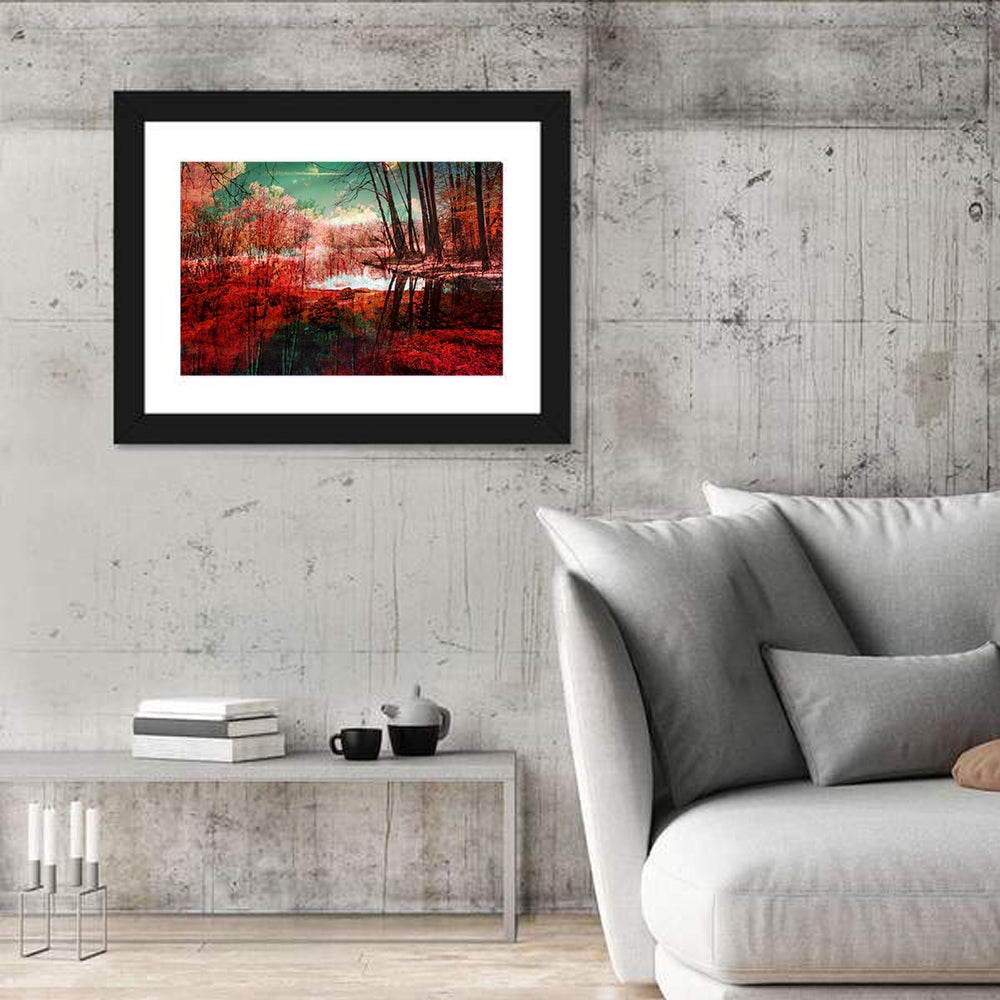 Red Autumn Forest Wall Art