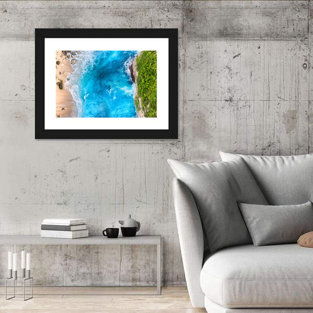 Aerial Turquoise Beach Cliffs Wall Art