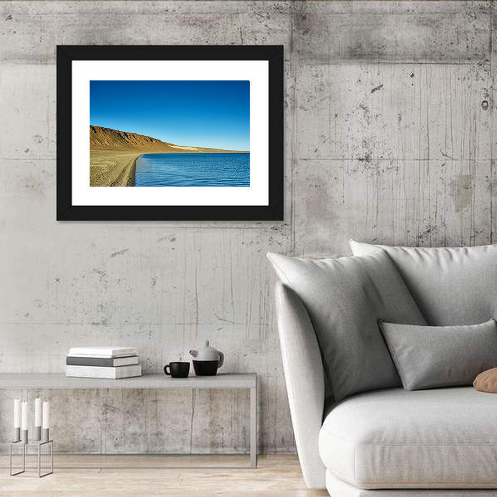 Khyargas Nuur Shoreline Wall Art in a room, landscape