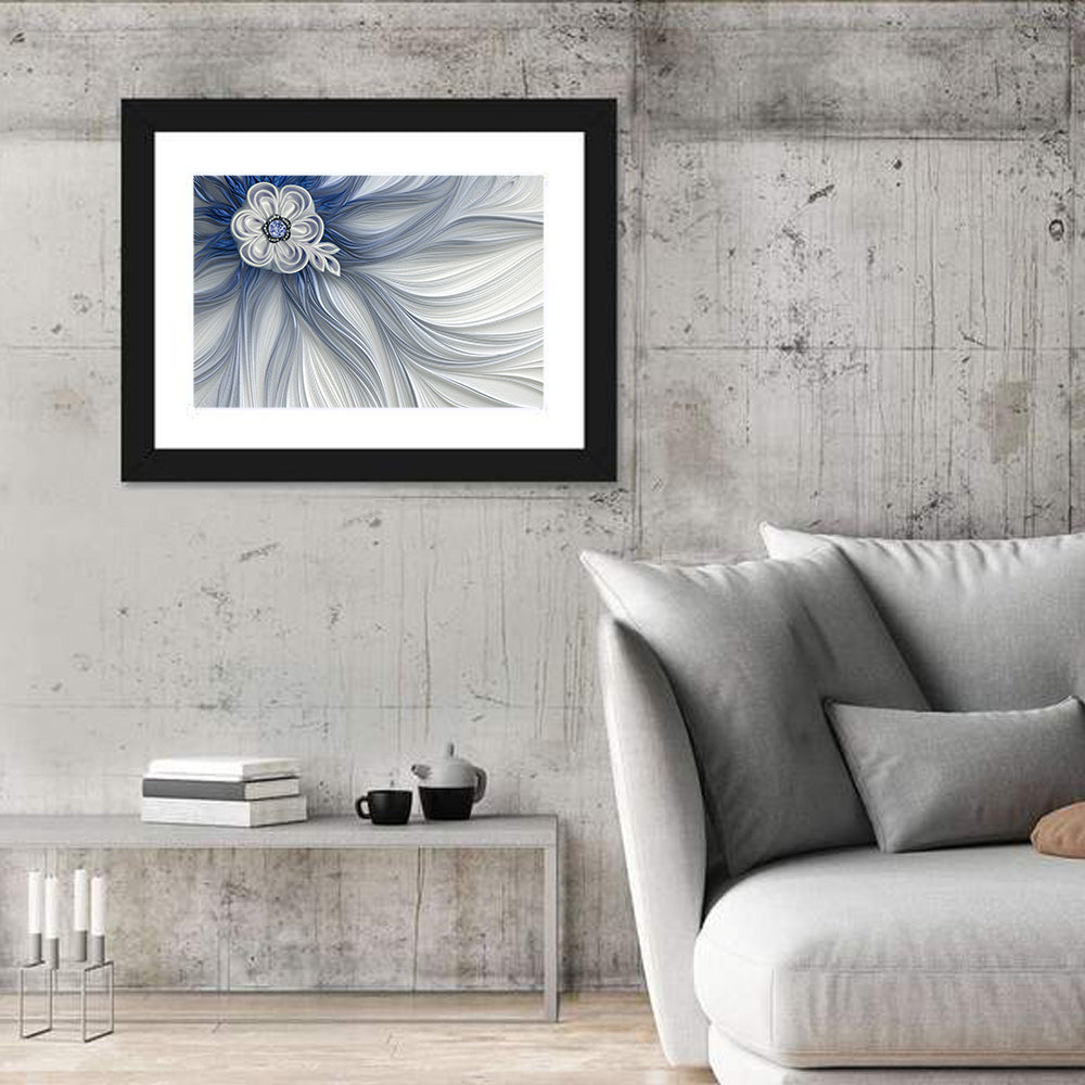 Fractal Flower with Blue Crystal Wall Art