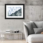 Snowfall Mountain Forest Illustration Wall Art