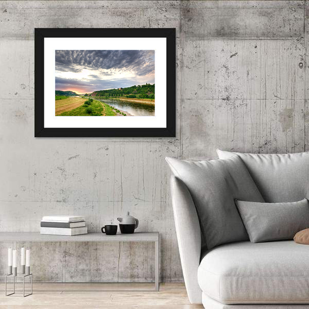 Elbe River at Golden Hour Wall Art