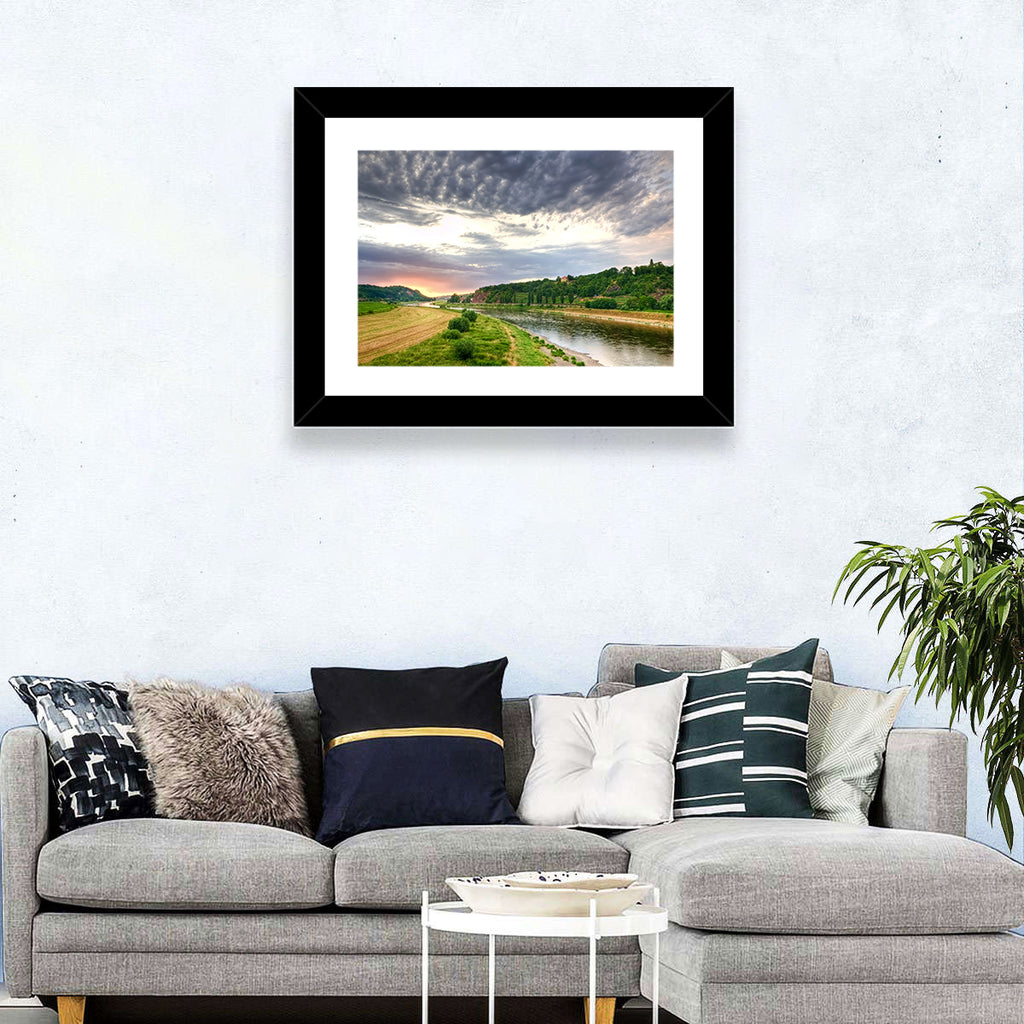Elbe River at Golden Hour Wall Art
