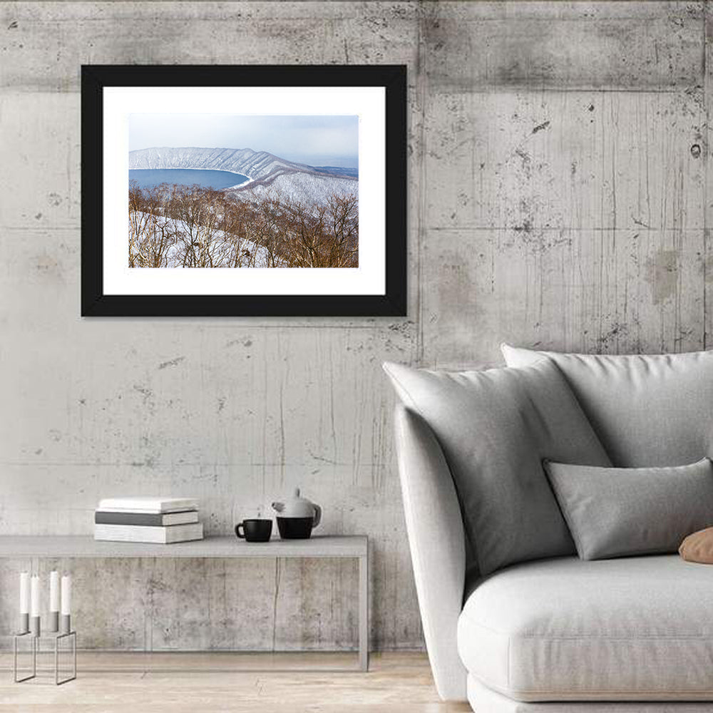 Lake Kuttara Crater View Wall Art in a room, landscape
