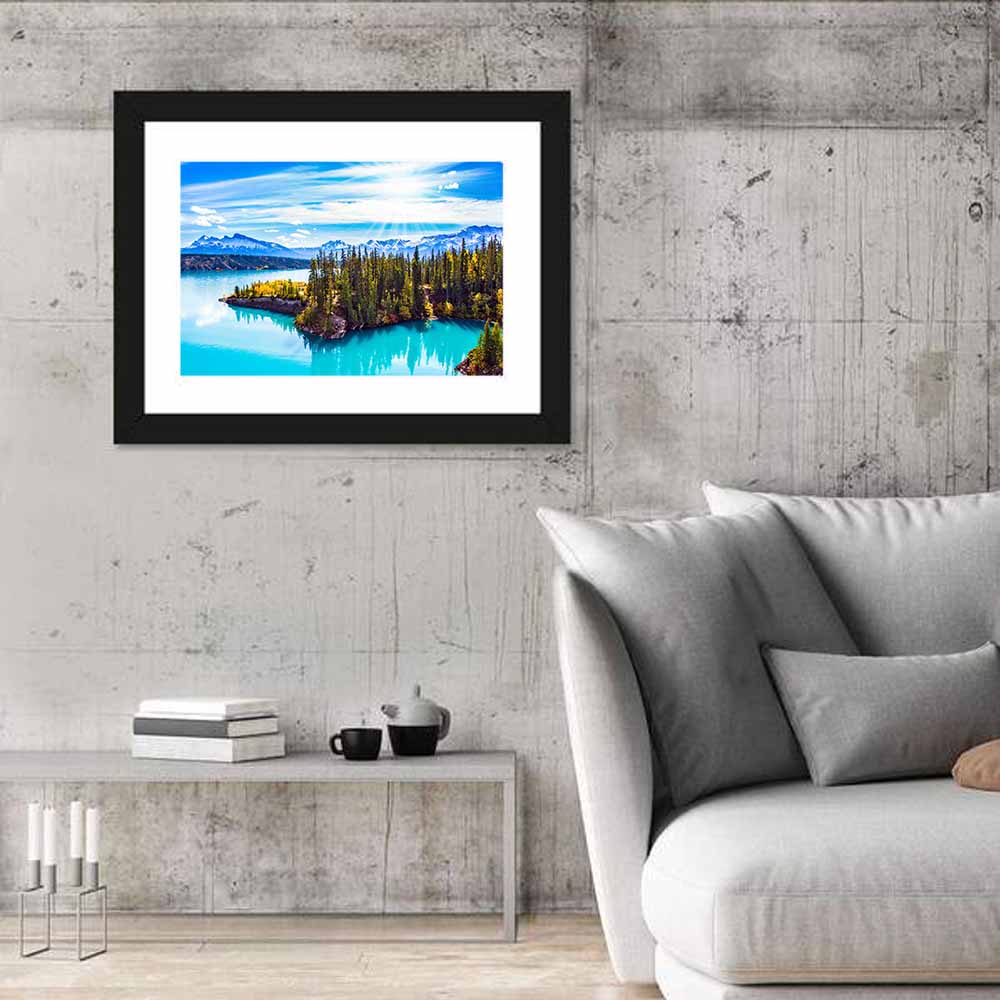 Abraham Lake Peninsula View Wall Art in a room, landscape