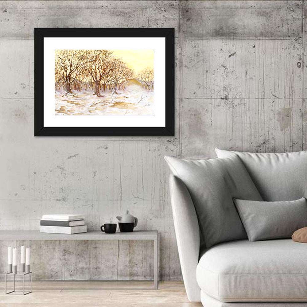 Winter Field with Snow-dusted Trees Wall Art