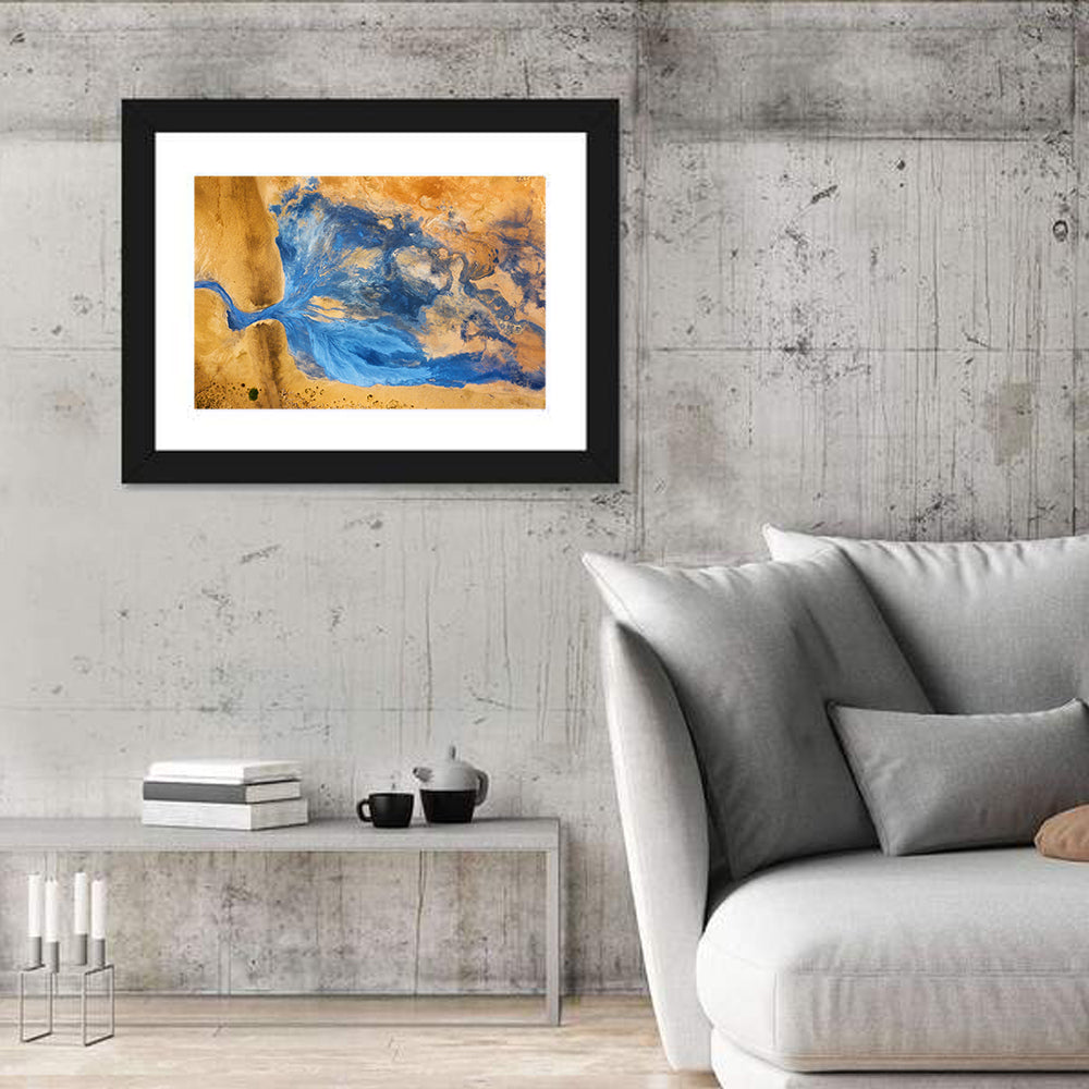 Geysers Valley Aerial View Wall Art in a room, landscape