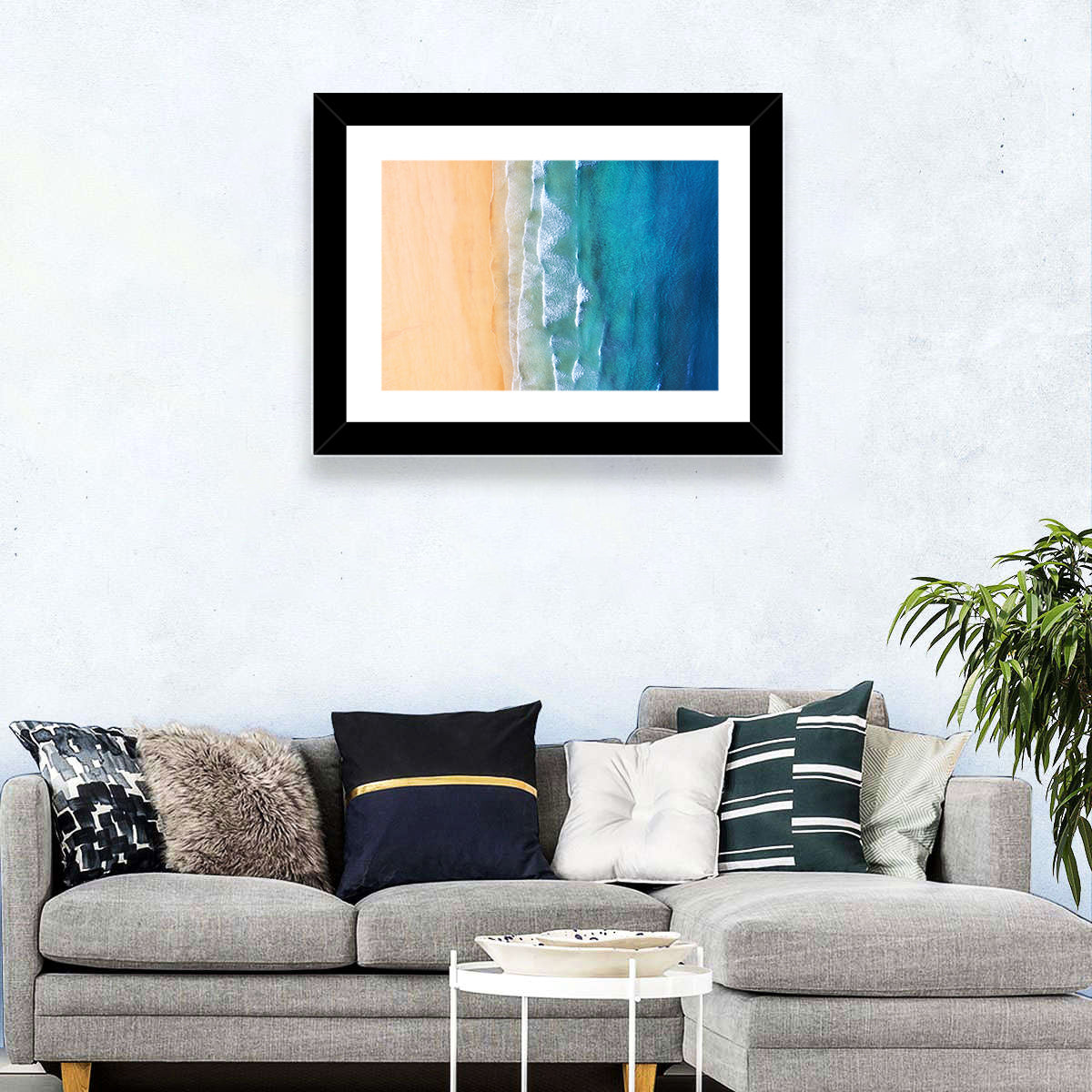 Aerial Iceland Coastline Wall Art in a room, landscape