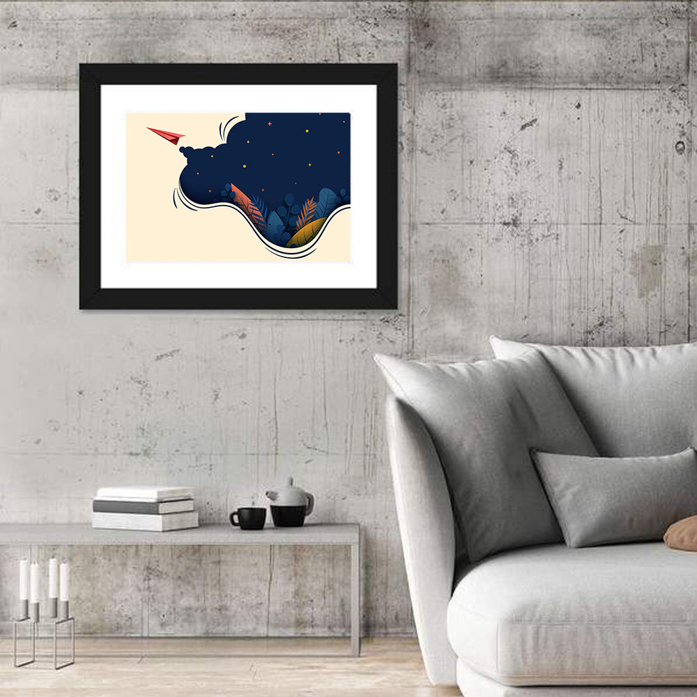 Paper Airplane in Flight Wall Art