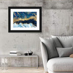 Navy Blue Marble with Gold Veins Wall Art