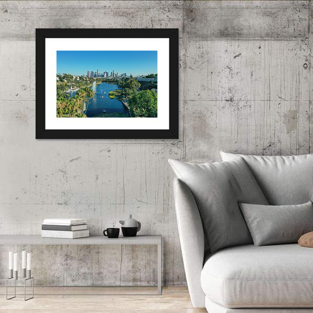 Echo Park Fountain and Downtown Skyline Wall Art