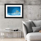 Snowy Village Church at Night Wall Art