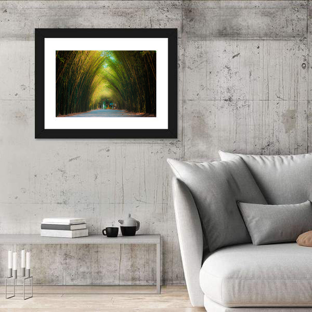 Arched Bamboo Tunnel Wall Art in a room, landscape