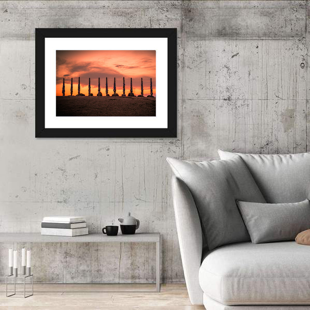Shaman Pillars at Dusk Wall Art in a room, landscape