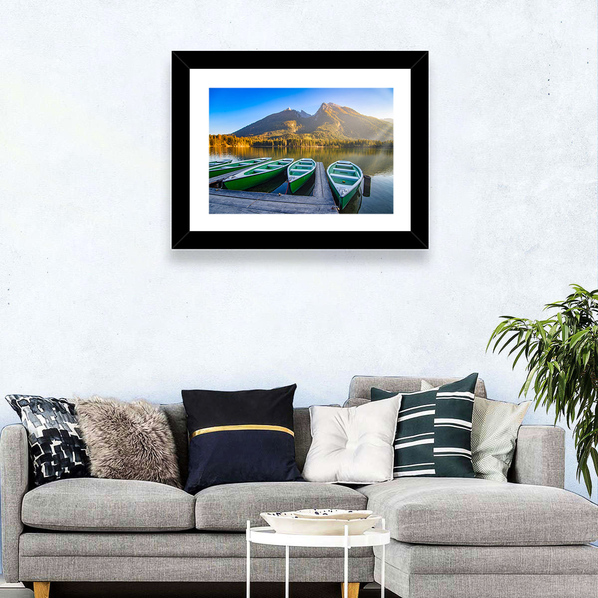 Moored Boats at Hintersee Lake Wall Art