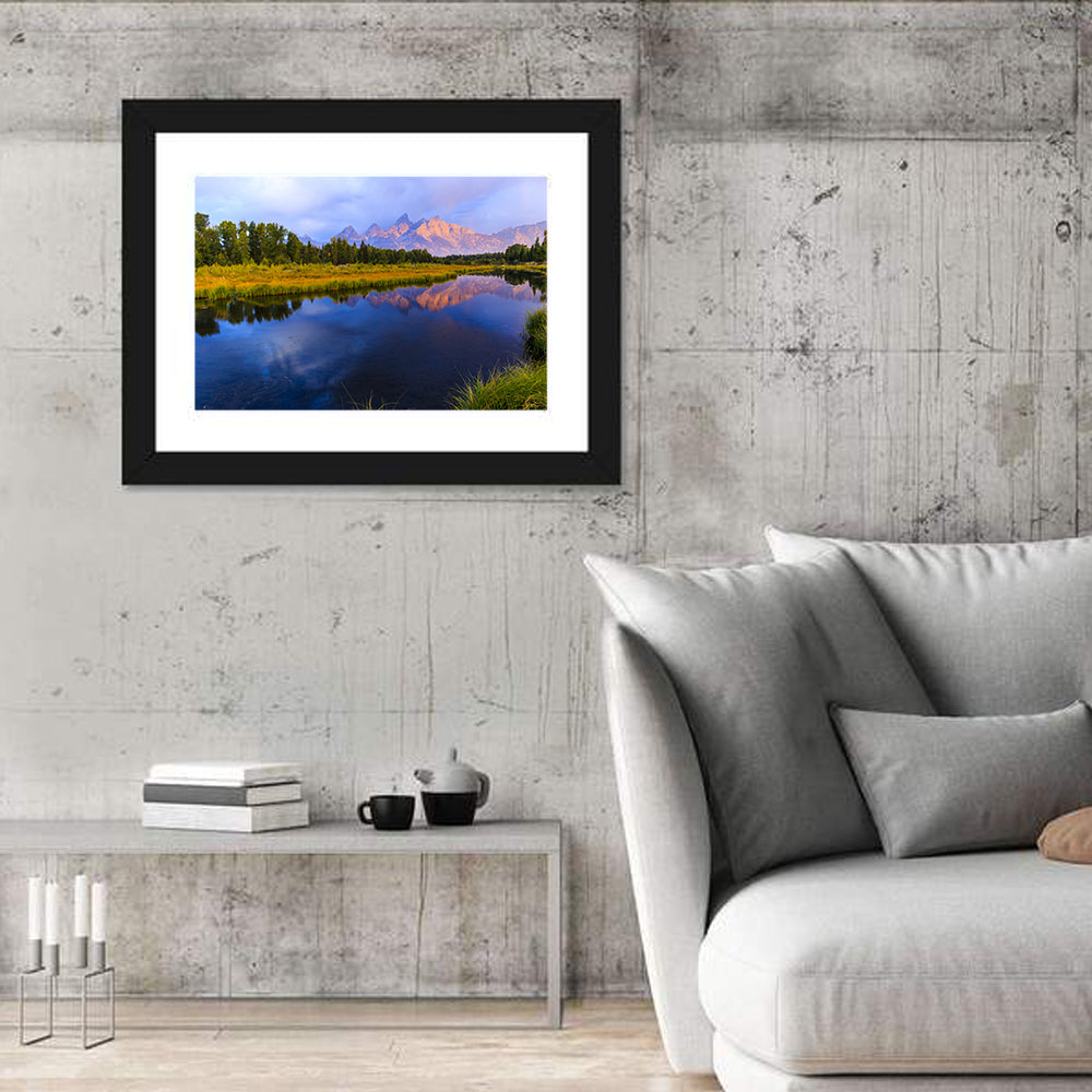 Grand Tetons Sunrise Over Snake River Wall Art in a room, landscape