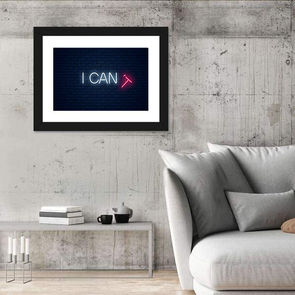 I Can Neon Sign Wall Art in a room, landscape
