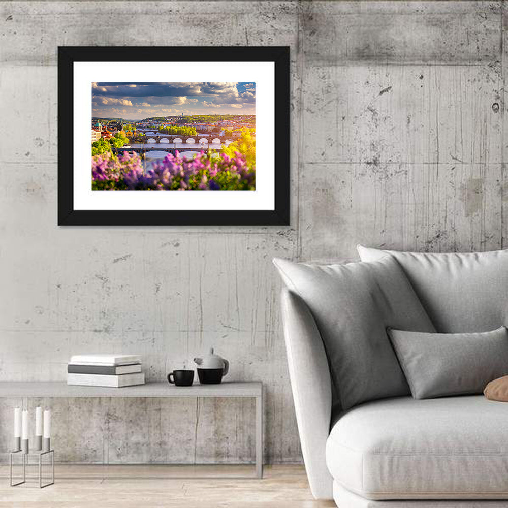 Prague Vltava Bridges in Spring Light Wall Art