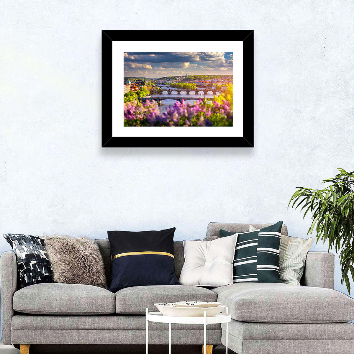 Prague Vltava Bridges in Spring Light Wall Art