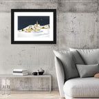 Winter Village Night Illustration Wall Art