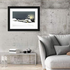 Moonlit Winter Village Illustration Wall Art