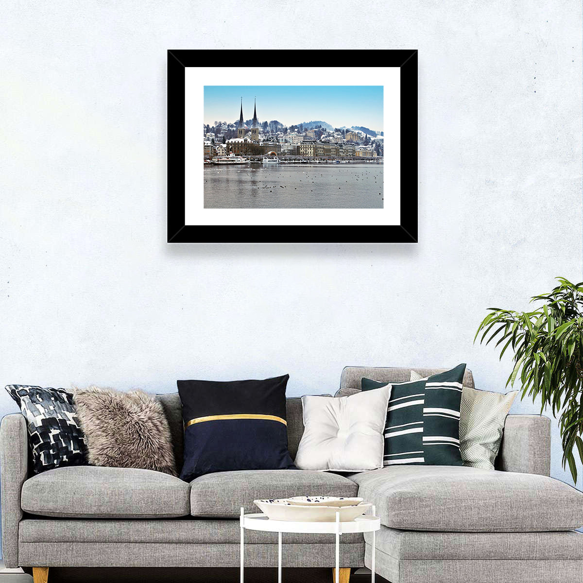 Hofkirche Lucerne Cityscape Wall Art in a room, landscape