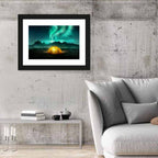 Tent Beneath Aurora Borealis Wall Art