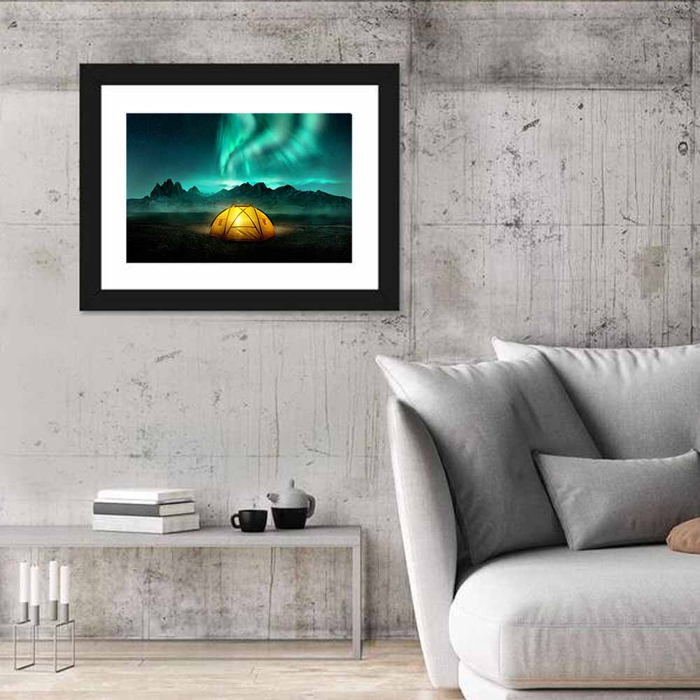 Camping Under Northern Lights Wall Art