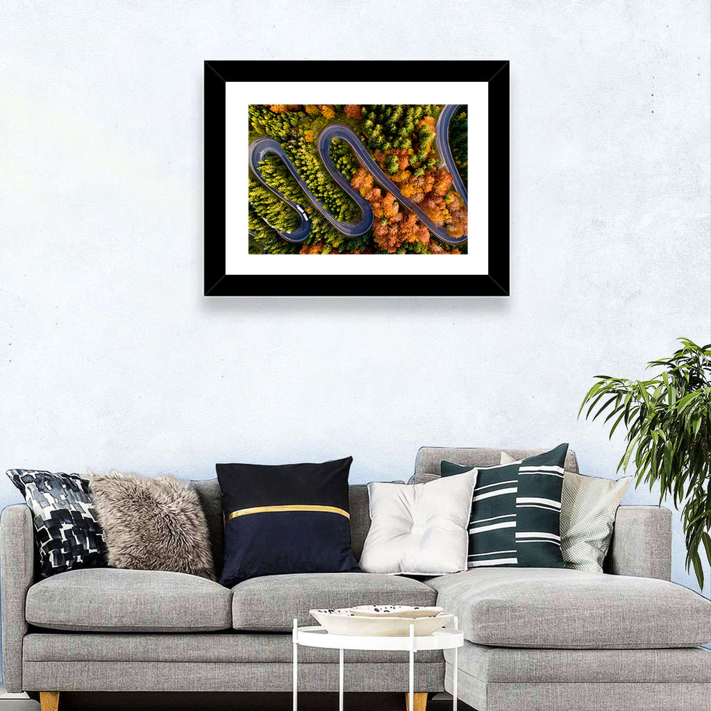 Autumn Aerial Mountain Road Wall Art