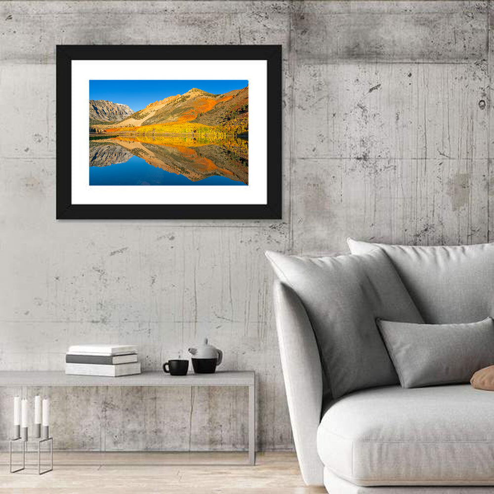 North Lake Autumn Reflection Wall Art in a room, landscape