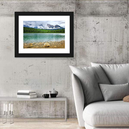 Patricia Lake Cloudy Mountains Wall Art