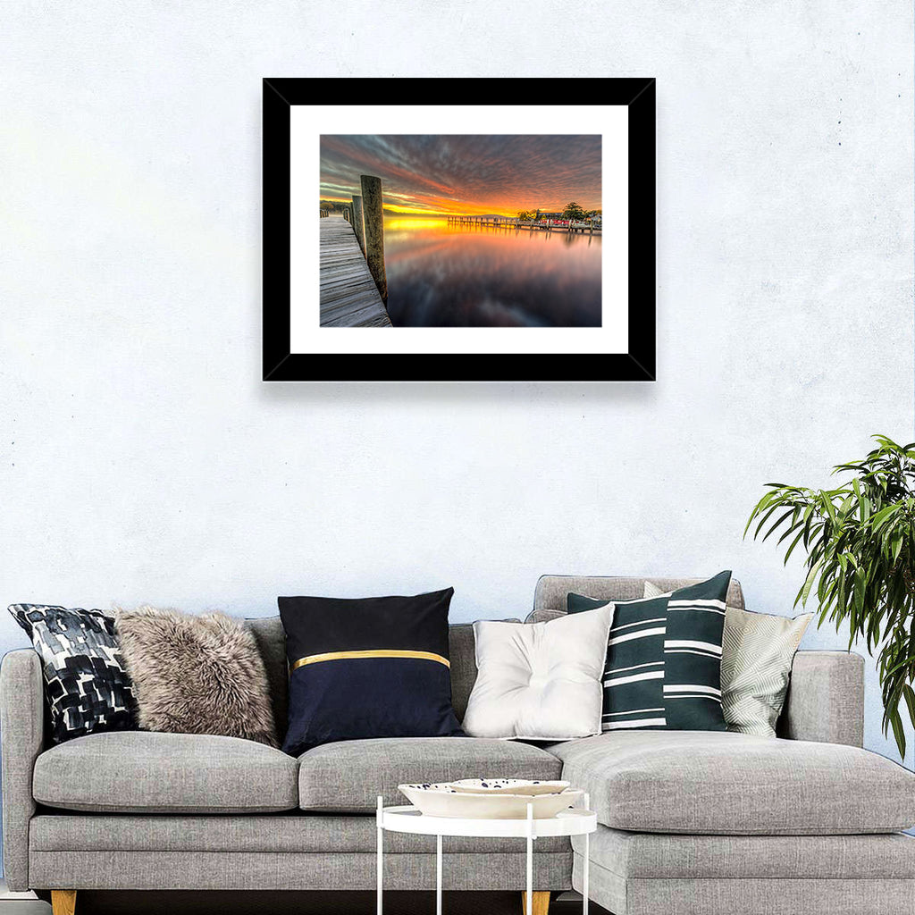 Meredith Bay Pier at Sunrise Wall Art