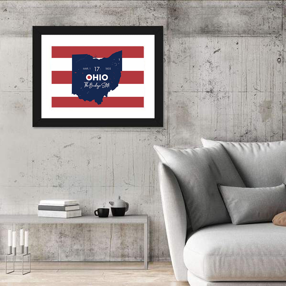 Ohio State Map Wall Art