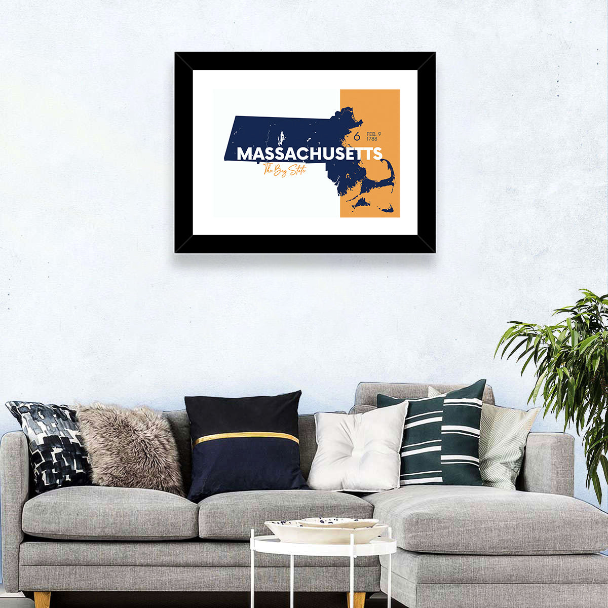 Massachusetts State Map Wall Art