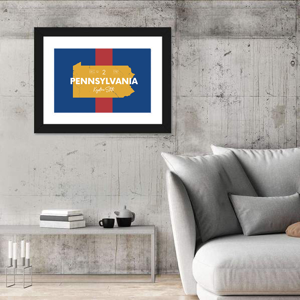 Keystone State Map Graphic Wall Art
