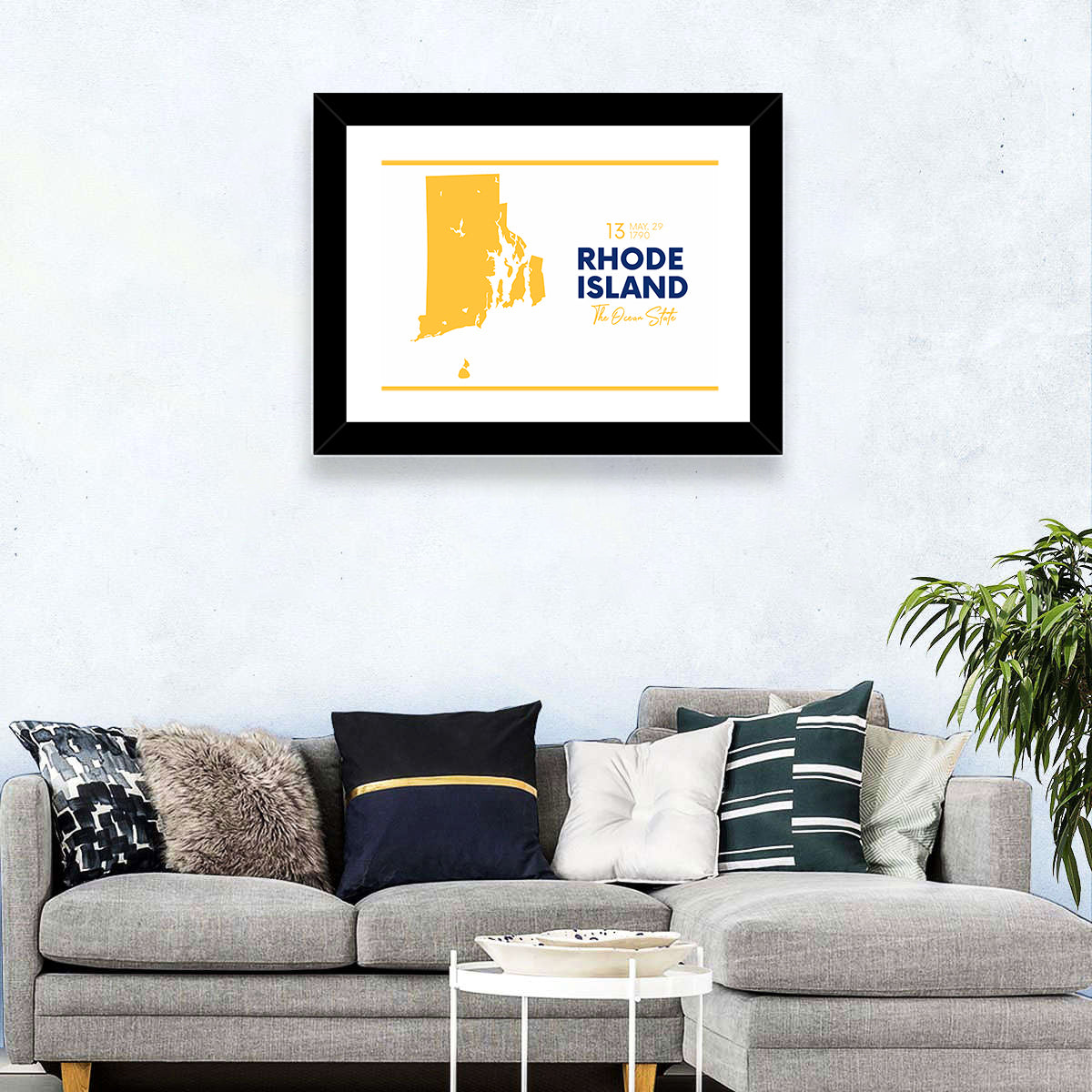 Rhode Island State Map Wall Art