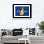 New Hampshire State Map, Blue and Gold Wall Art