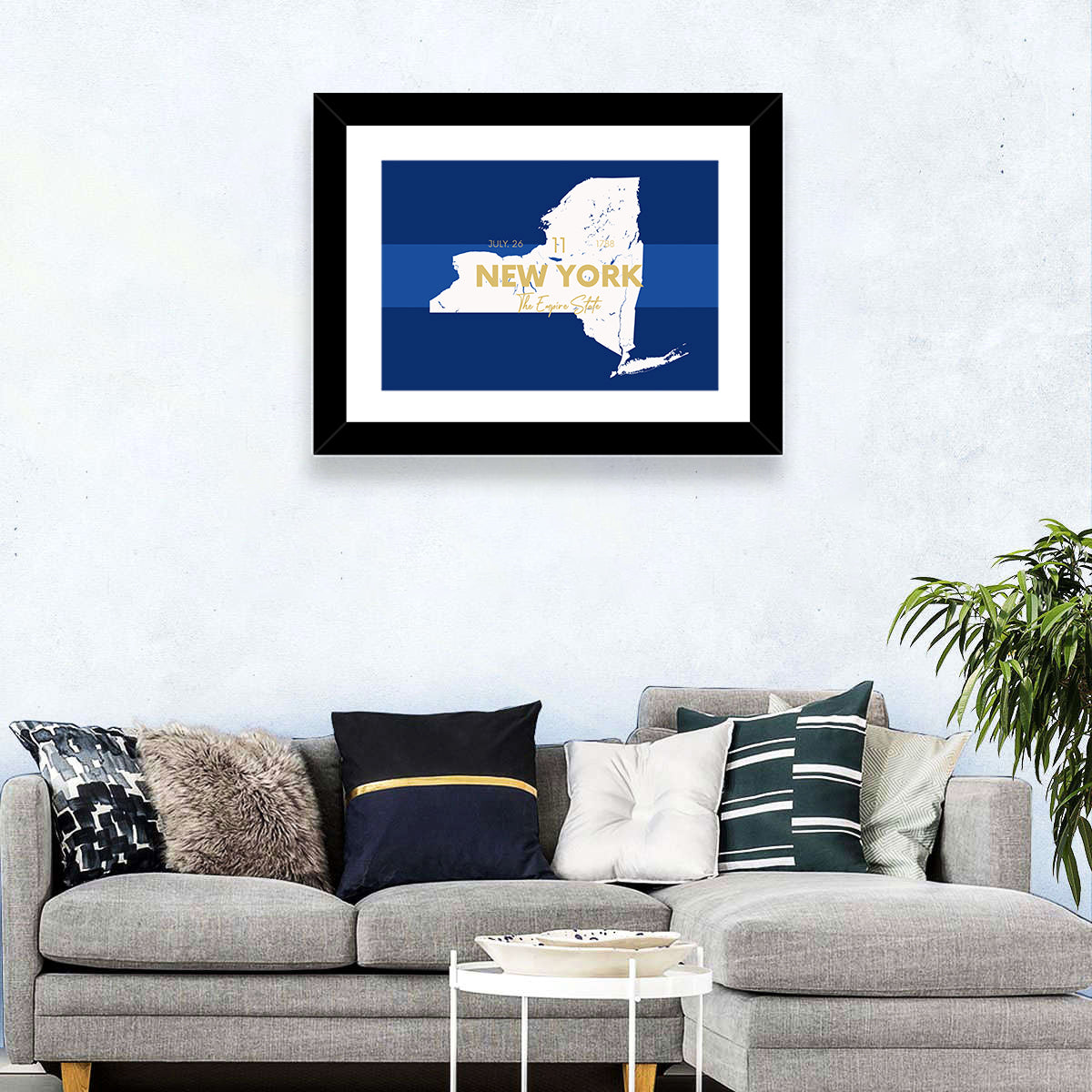 New York State Typographic Map Wall Art