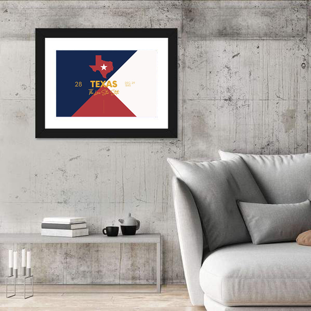 Lone Star State Map Wall Art in a room, landscape