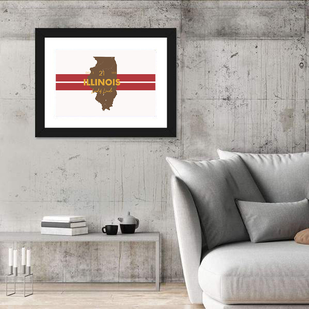 Illinois Map Land of Lincoln Wall Art
