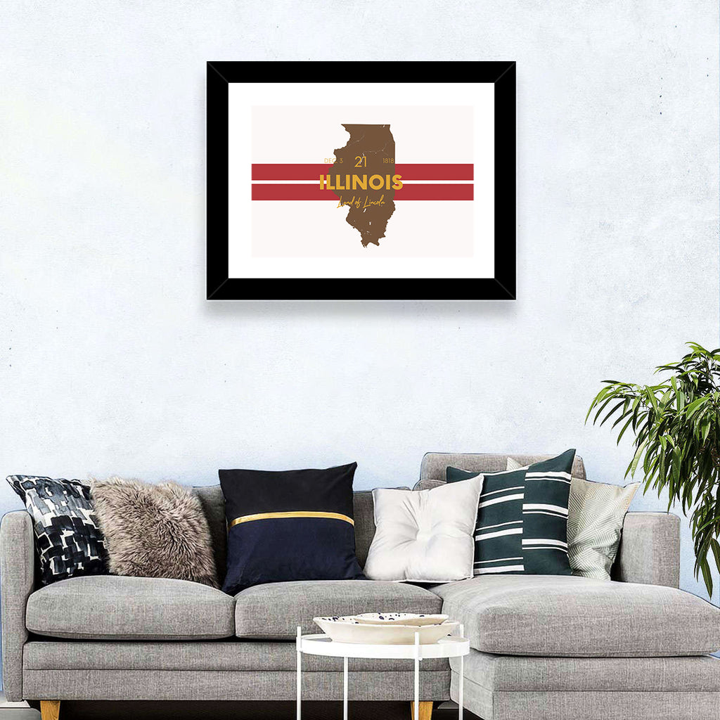 Illinois Map Land of Lincoln Wall Art