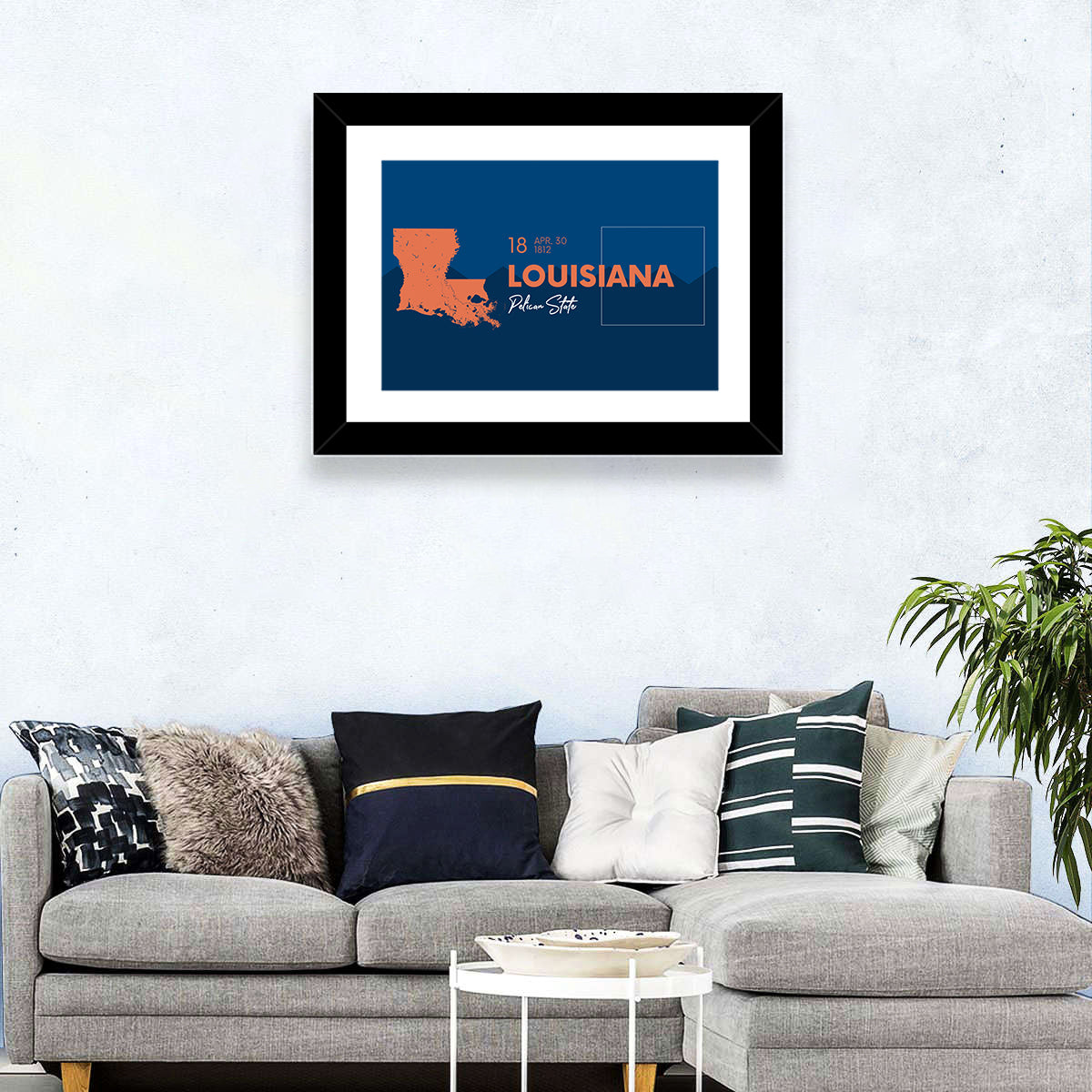 Louisiana State Map Wall Art