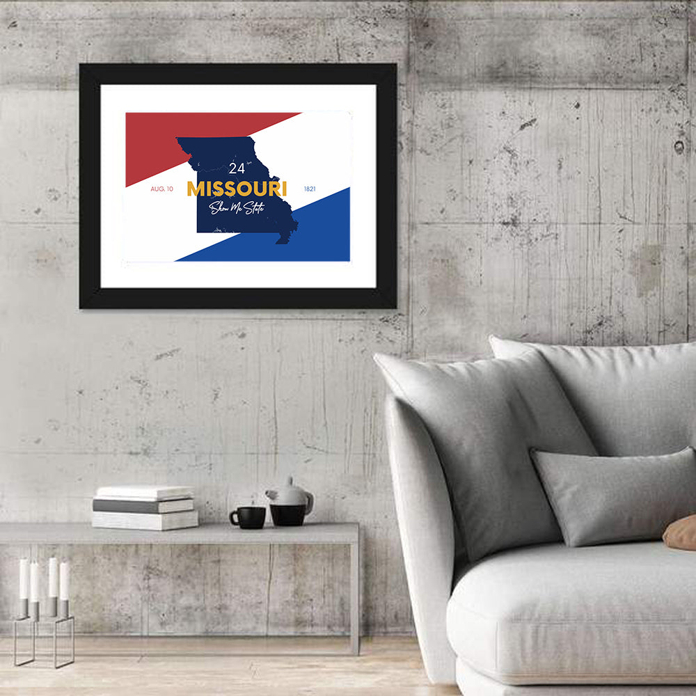 Missouri Map, Show Me State Wall Art in a room, landscape