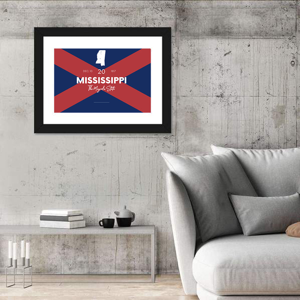 Mississippi Map, the Magnolia State Wall Art in a room, landscape