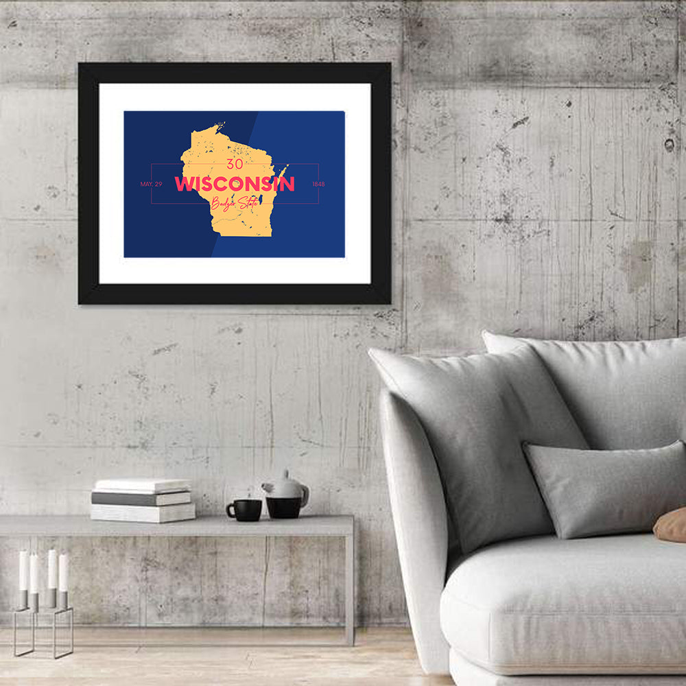 Badger State Map Wall Art