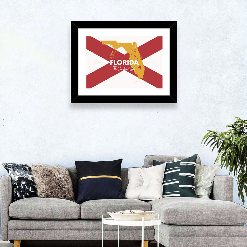 Florida Gold Map Graphic Wall Art